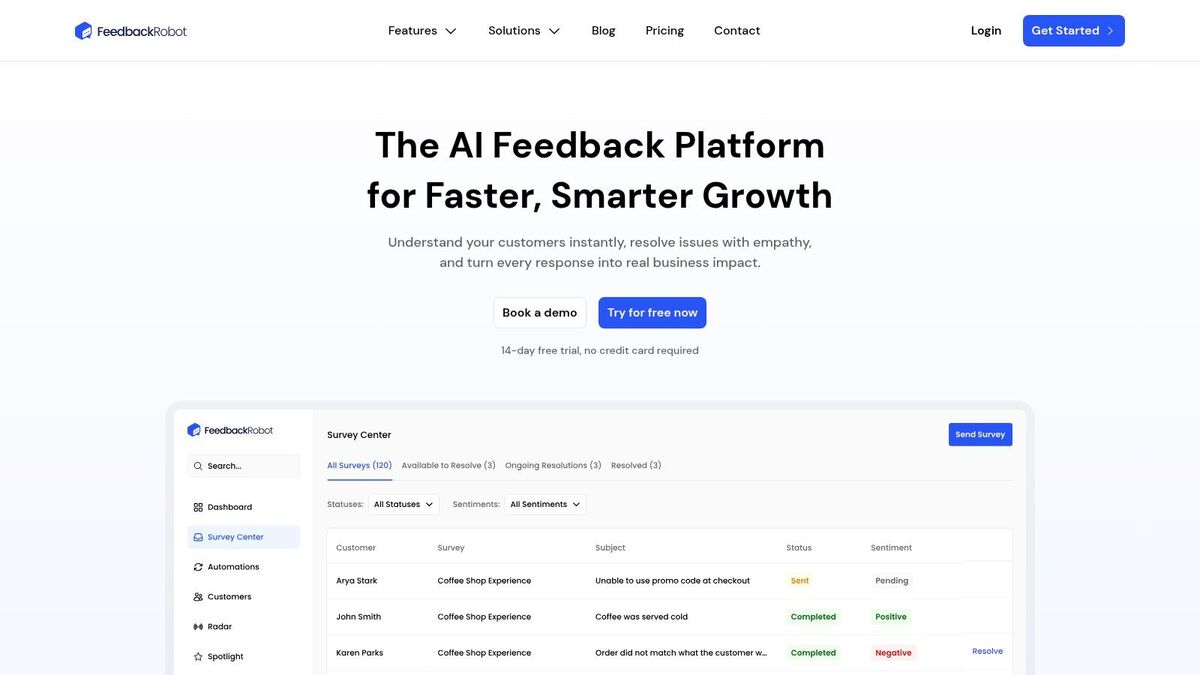 A screenshot of the FeedbackRobot Spotlight Widget displaying customer testimonials on a website.