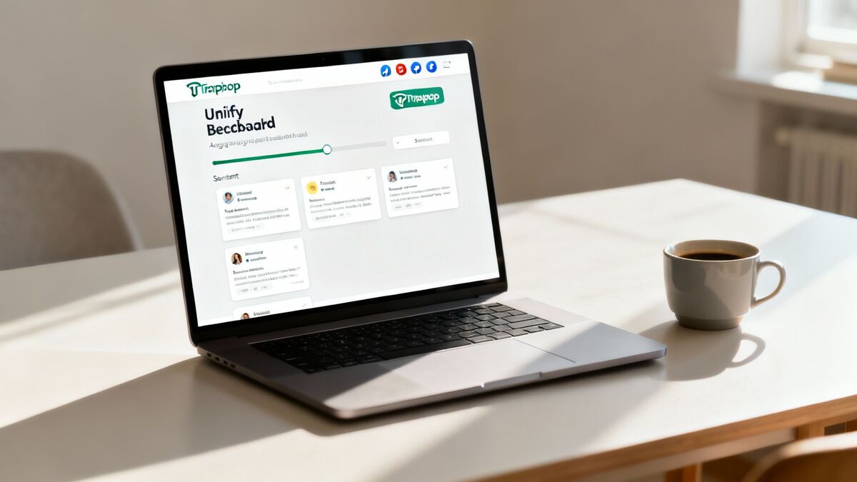 A centralized dashboard showing various customer feedback sources like reviews, social media, and surveys, illustrating a unified view.