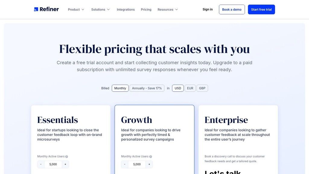 Refiner pricing based on monthly active users and features