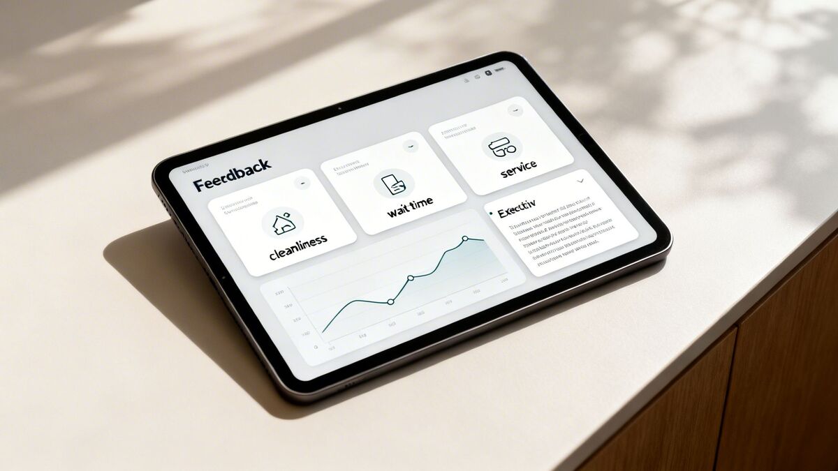 A tablet displays a 