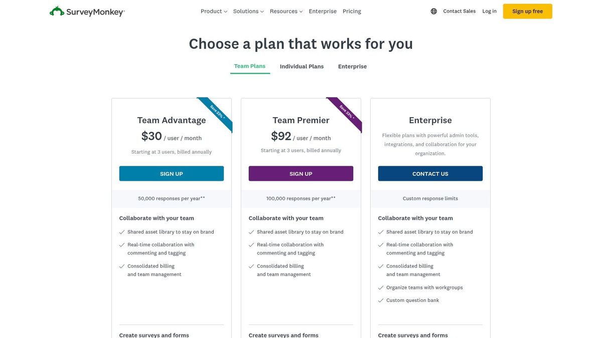 SurveyMonkey Pricing Plans