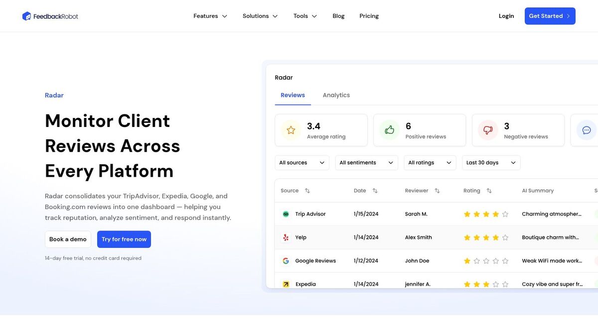 Screenshot from https://www.feedbackrobot.com/features/radar