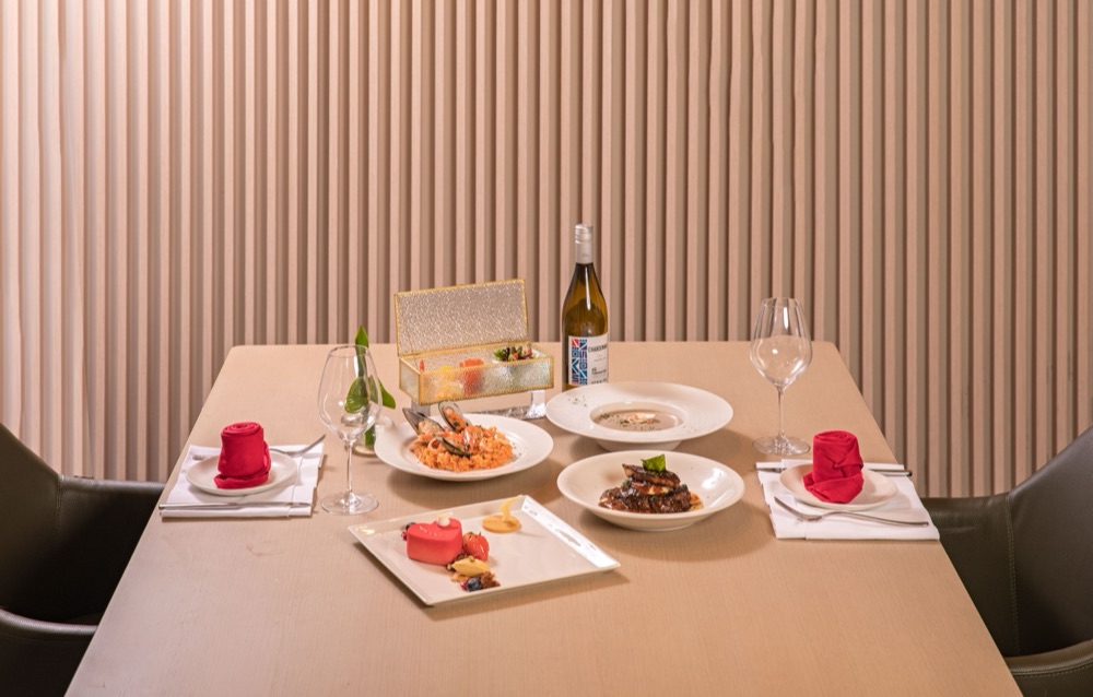 Elegant restaurant fine dining table setting